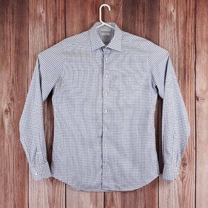 Suitsupply Mens Size 16.5L 42-7 Traveller Slim Fit LS Button Up Shirt White Blue